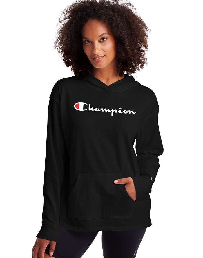 Champion Midweight Jersey Script Logo Hoodie Dames - Zwart - Belgie 3924FVKTA